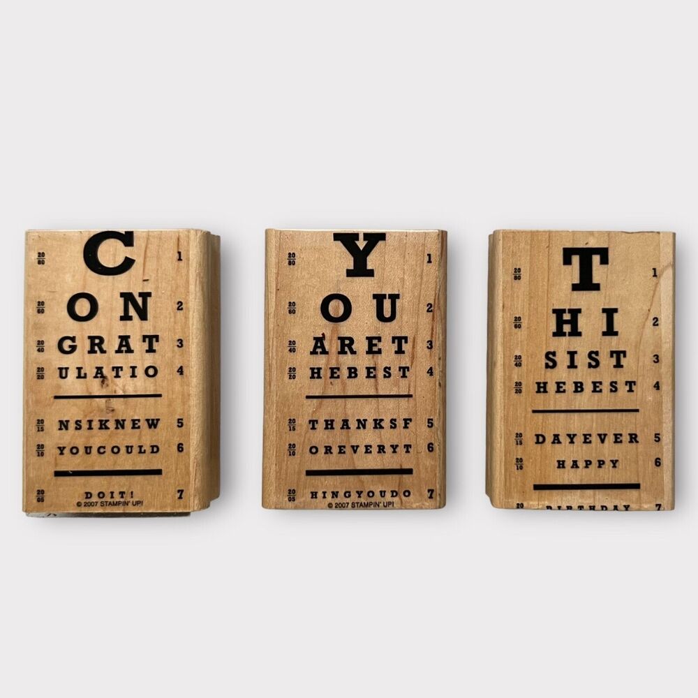 Stampin’ Up! Set of 3 Eye Chart Stamps Congratulations/Thank You/Happy Birthday